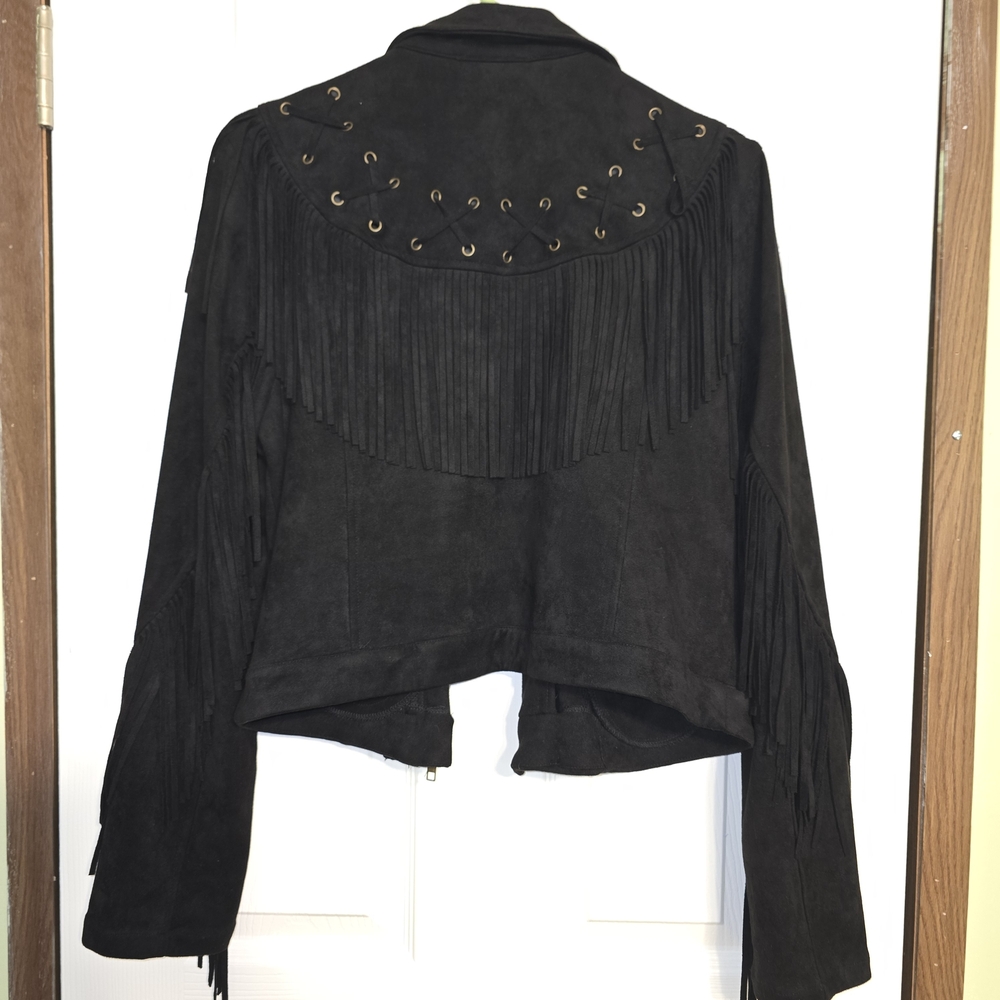 Flying Tomato Black Fringe Leather Jacket